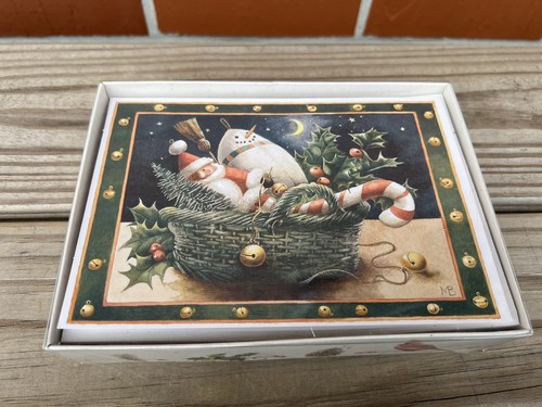 HALLMARK Nature’s Sketchbook Vintage Christmas Cards MARJOLEIN BASTIN Santa Bowl - Picture 1 of 10