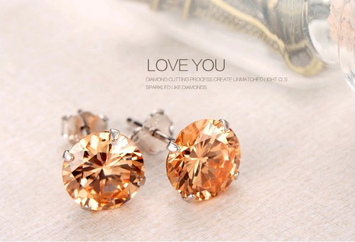 925 Sterling Silver Classic CZ Crystal Simulated Diamond Cutting Stud Earrings - Picture 5 of 10