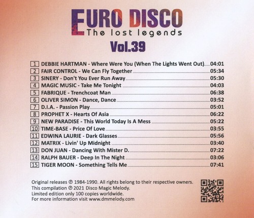 Euro Disco - The Lost Legends Vol. 39, Limited Edition, CD RAR !!! - Bild 2 von 3