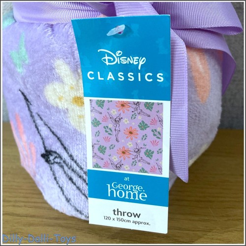 Disney Tinkerbell Fairy Soft Fleece Blanket Throw Lilac Purple Floral Decorative - Picture 8 of 15