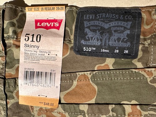 LEVIS 510 Skinny Womens Olive Cloud Camo Pants Sz 16J NWT - Picture 4 of 8