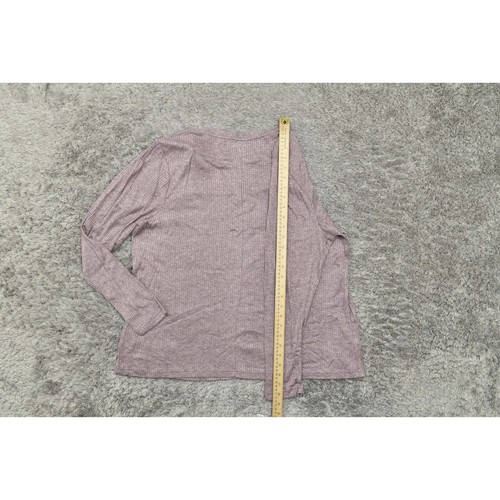 NEW Lane Bryant Plus Size 18/20 V Neck Solid Purple Rayon Blouse Long Sleeve - Picture 6 of 8