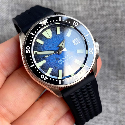 Tandorio 200M Diving NH35A 37mm Sapphire Lume Automatic Date Waffle Strap - Picture 1 of 21