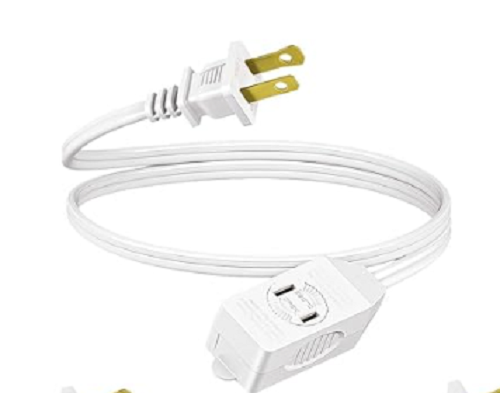 Cable de extensión de 3 pies, cable de alimentación SPT-2 de 16 AWG para uso en interiores, tomas de corriente de 2 clavijas - Imagen 1 de 1
