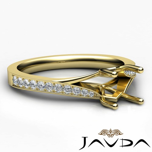 Asscher Semi Mount Split Shank Pave Setting Diamond Engagement Ring 0.35Ctw. - Picture 32 of 33