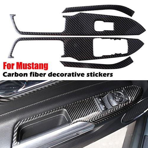 Carbon Fiber Interior Window Switch Cover Trim Fit For Ford Mustang 2015-2019 20 - Picture 1 of 7