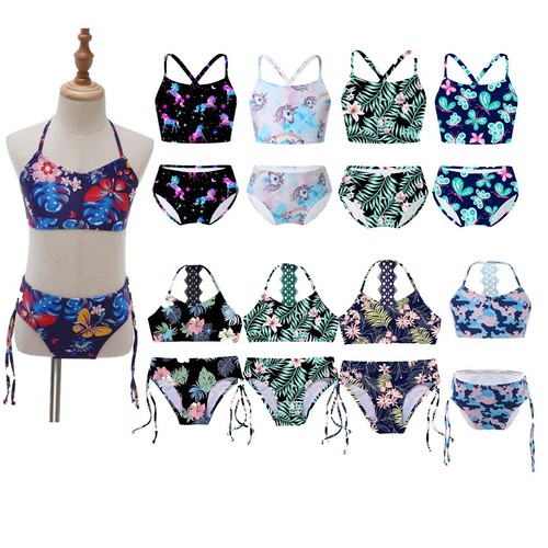 Kids Girls Bikini Swimsuits Swimwear Bathing Suits Tankini Two Piece Beachwear