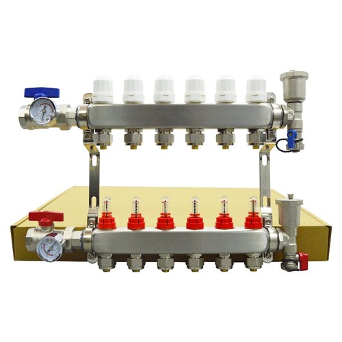 Conjunto de colectores de calefacción por suelo radiante PEX de 6 ramas Divisor de agua geotérmico - Imagen 11 de 23
