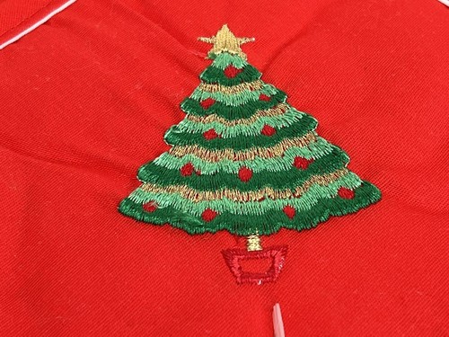 3-Pc Cannon Christmas Tree Pot Holders Towel Kitchen Decor Embroidery Red Gold - Picture 3 of 8