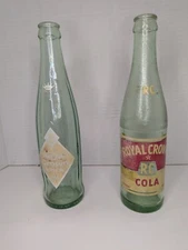 2 Vintage RC Cola Empty Glass Bottles