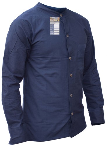 Lino Algodón Liso con Botones Cuello Mao Verano Luz Informal Salón Camisa - Bild 7 von 16