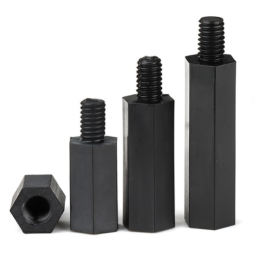 M2/M2.5-M4 Nylon Male Female Thread Rod Bar Studs Hexagon Connector Nuts Black - Picture 2 of 62