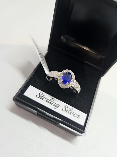 Premium vietnamesischer kobaltblauer Spinell & weißer Zirkon 1,30 ct / Damenring / M - Bild 2 von 8