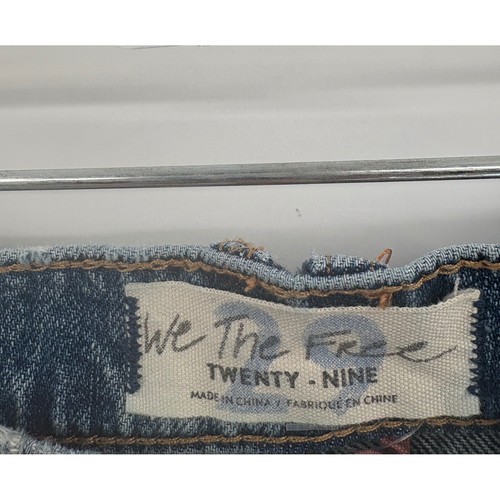 Free People Jeans Curvy Straight Leg Women Size 29 Blue Distressed High Rise - Picture 4 of 13