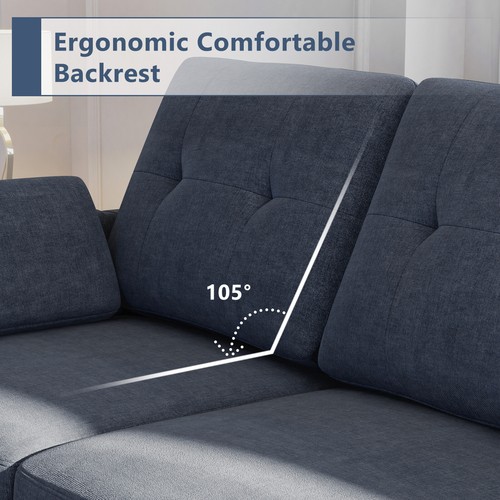 4-Seater Reversible Sectional Living Room L-Shaped Sofa Couch w/ Storage Ottoman - Picture 11 of 22