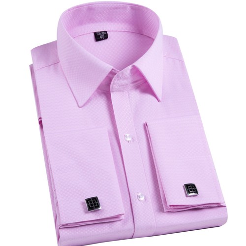 Herren Kleid Shirts französische Manschette Langarm formell Geschäft Manschettenknöpfe Shirts Tops - Bild 2 von 10