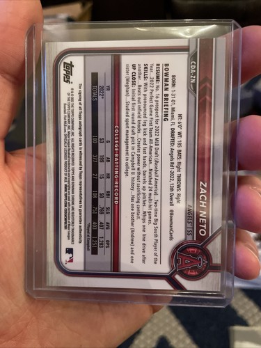 2022 Bowman Draft Zach Neto Chrome Base Autograph 1st Auto Angels 🔥🔥 - Picture 2 of 2