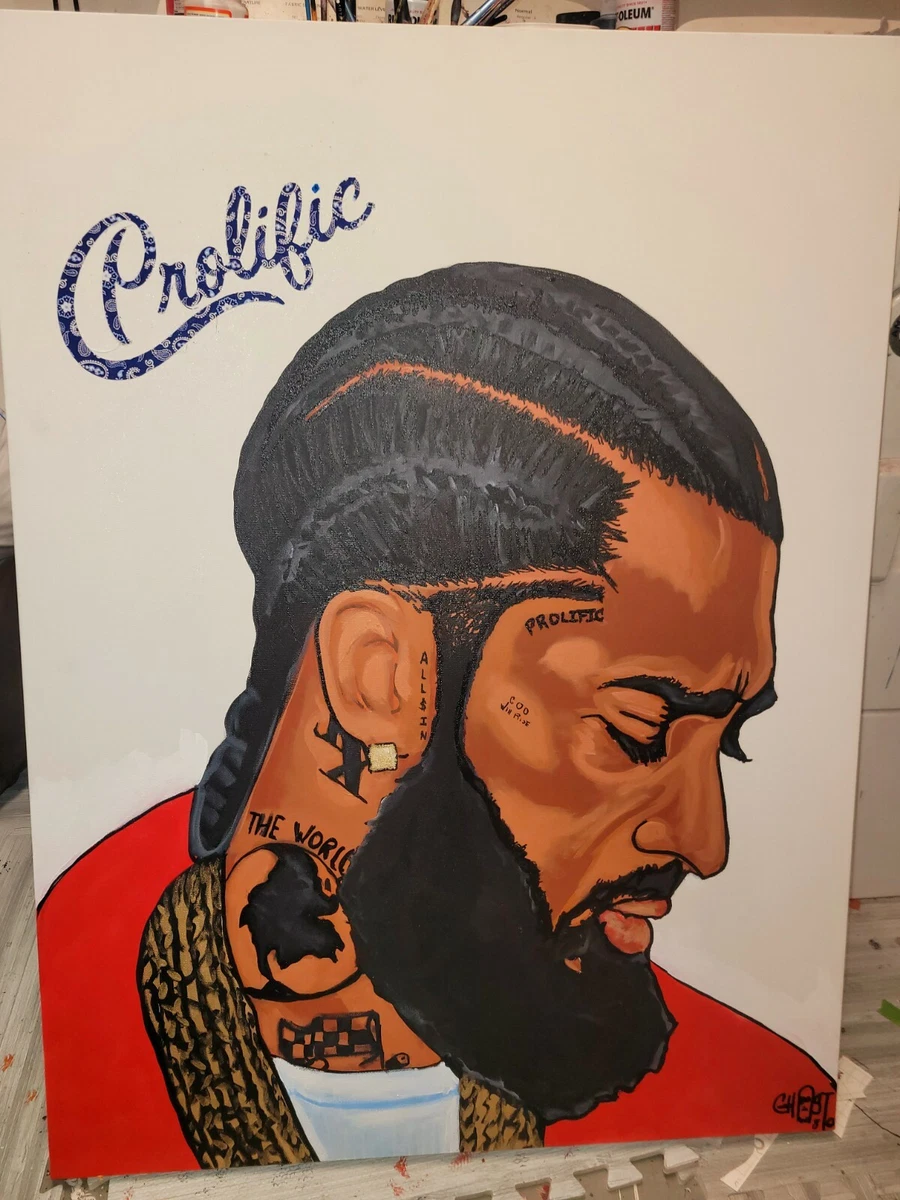 Nipsey HUSSLE crip Blue Prolific ARTWORK ORIGINAL ART BY GHOST