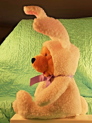 DISNEY WINNIE THE POOH WEARING AN EASTER BUNNY COSTUME 16" POOH PLUSH - Picture 10 of 12