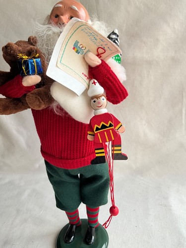 Byers Choice Glatze Weihnachtsmann Buchstaben ~ Teddybär ~ Zugspielzeug ~ Strumpf mit Schokolade - Bild 5 von 13