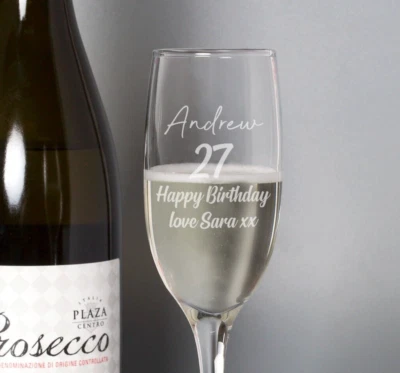 SPOKENGIFTS Personalised Birthday Age Champagne Flute For Her Women 18th 21st 30th 40th 50th
