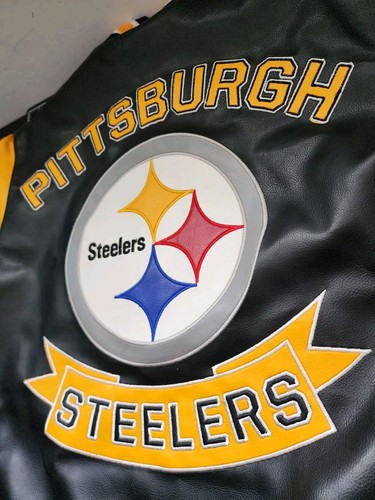 Vintage Pittsburgh Steelers GIII G3 Jacket Coat Size L NFL Faux Leather Heavy - Picture 14 of 17