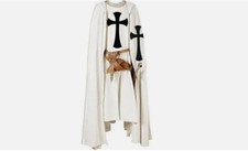 Crusader Knight Templar Tunic  Hooded Cloak White Renaissance Cosplay Costume