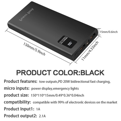Super 20000000mAh 4 USB/Type-C Portable Charger Solar Power Bank For Cell Phone - Picture 131 of 161