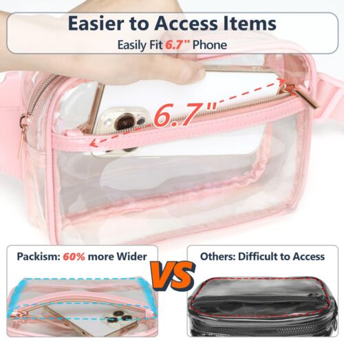 Clear Fanny Pack Stadium Approved - Clear Belt Bag for Women Men Plus Size Tr... - Picture 5 of 9