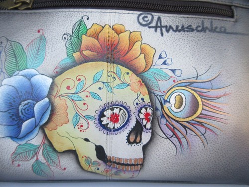 Anuschka Sugar Skull Leather Satchel Hand-Painted Purse – NWT – Style 689-CDA - Picture 7 of 12