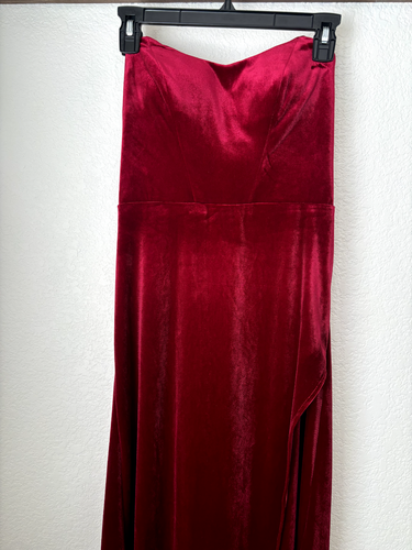 Azazie Bridesmaid Dress - Size 4, Strapless, Floor-Length, Velvet - Picture 3 of 5