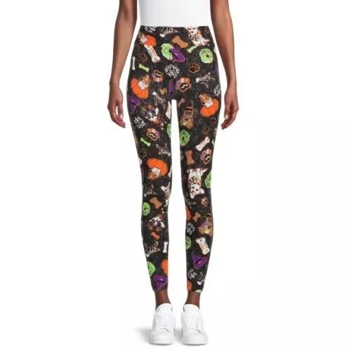 Way To Celebrate Women's Halloween Leggings Black Dog Print XXL (20)