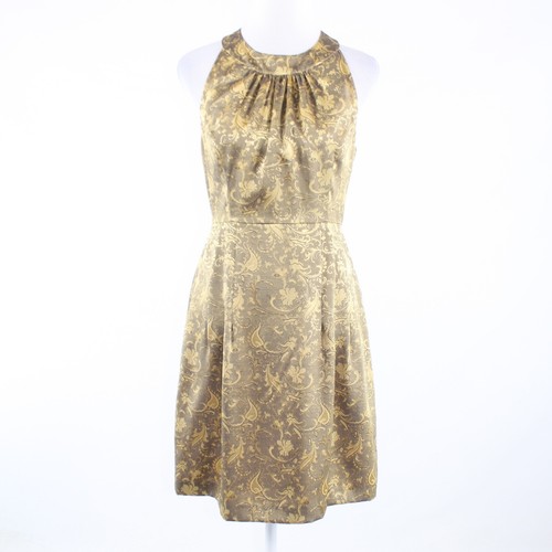 Kleid taupe gold Paisley BETH BOWLEY ärmellos A-Linie 4 - Bild 1 von 8
