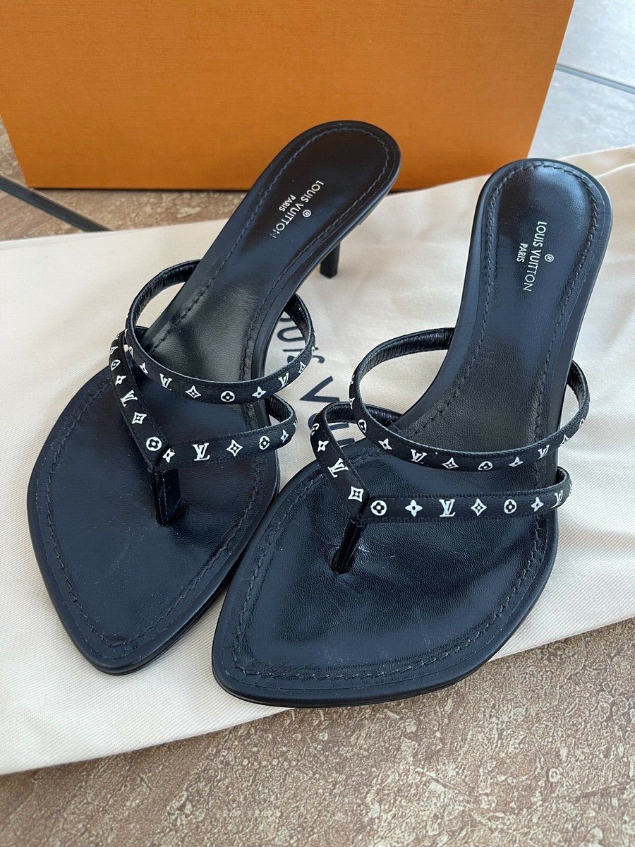 Louis Vuitton Black Monogram Satin Braided Slide Sandals Size 39.5 Louis  Vuitton