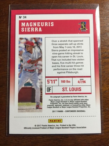 Magneuris Sierra RC Auto /25 2017 Contenders St Louis Cardinals - Picture 10 of 12