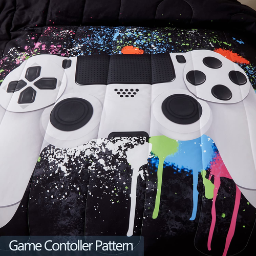 Gamer Bedding Sets for Boys, Queen Size 3-Piece Gaming Comforter Sets for Kids T - Picture 3 of 7