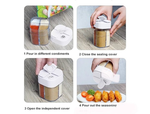 Mini Travel Spice Containers 4-in-1 Salt Shaker for Kitchen BBQ Camping - Picture 5 of 6