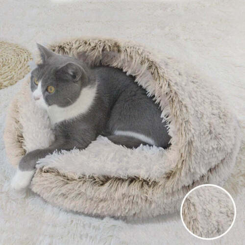 DECASSA Pet Bed Plush Nest Semi-Closed Mattress For Cats Small Dogs - Picture 14 of 28