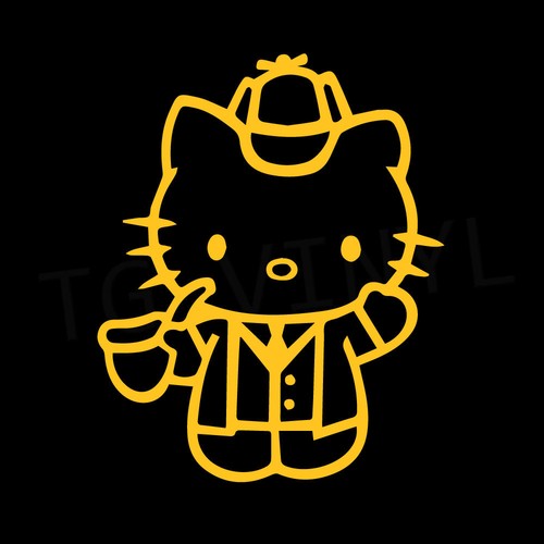 5" Hello Kitty Sherlock Vinyl Aufkleber Sticker Auto Fenster Laptop TV Bäcker Detektiv - Bild 10 von 24