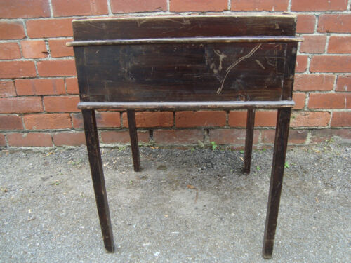 ANTIQUE VICTORIAN PINE CLERKS DESK BUREAU WRITING SLOPE SCHOOL DESK RUSTIC - Picture 4 of 12