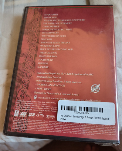 No Quarter: Jimmy Page and Robert Plant Unledded (DVD, 1994, Led Zeppelin) NEW - Picture 2 of 3