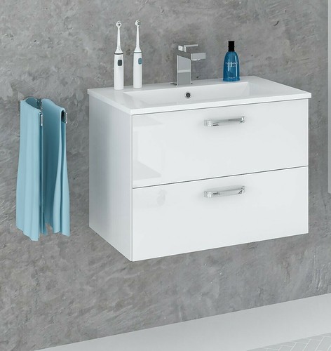 Badmöbel Set TOSCANA I WEISS 60 cm Hochglanz verschiedene Kombinationen MONTIERT - Bild 8 von 11