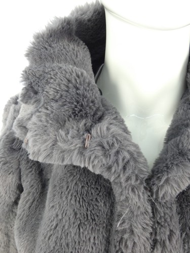 Faux Fur Coat Teddy Bear Jacket Cozy Fluffy Midi Oversized Shearling Black UK 6 - Picture 7 of 10