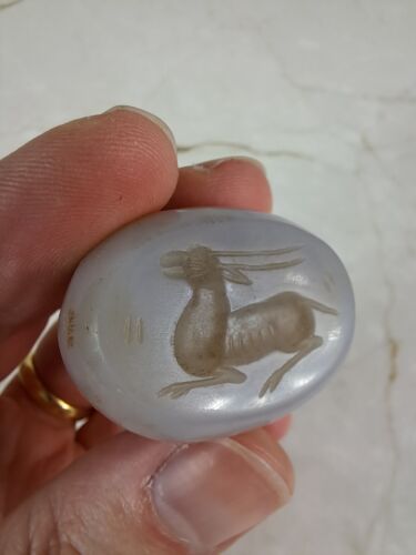sceau cachet ancien pierre dure antique babylonian ? Roman ? stamp seal w animal - Imagen 9 de 10