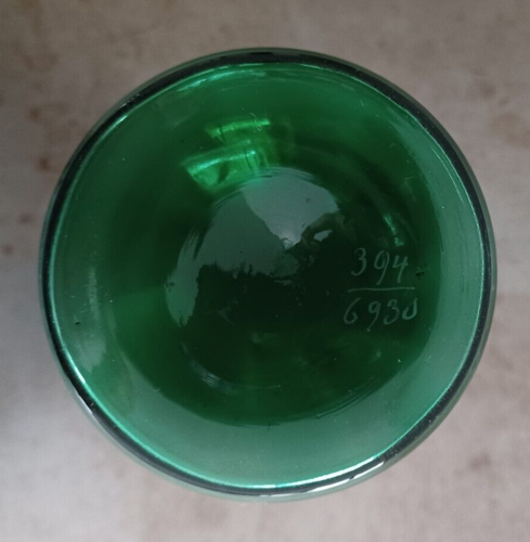 Vintage Green Glass Hand Painted Bud Vase 6.75" Tall - Picture 6 of 12