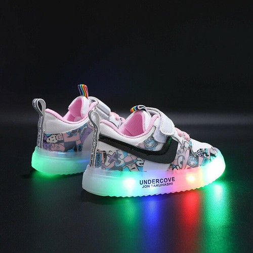 Girls Kids Baby Boys Shoes Flash Sneakers Toddler Light Up Luminous Trainers LED - Picture 4 of 12