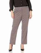 Nine West Women's 16W Plus Size Skinny Houndstooth Pant Porto Multi $99 New