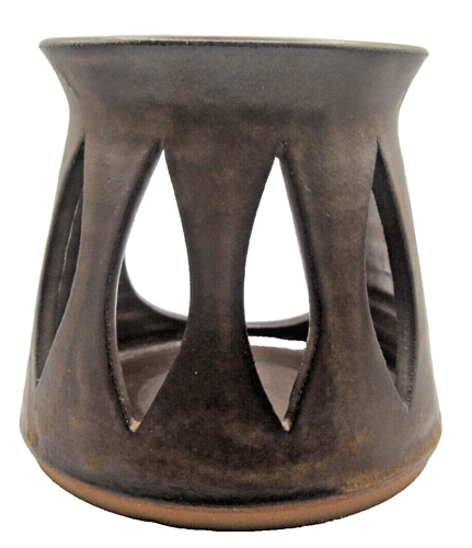 Juego de 3 velas de incienso de cerámica de gres marrón artesanal firmado - Imagen 8 de 13