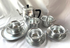 VINTAGE ITALY ALUMINUM CHILDCRAFT FULL TEA SET FOR 3 - FREE SHIP