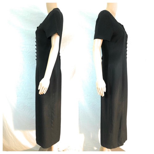 Vintage Sheri Martin New York Womens Dress Sz 6 Black Maxi Modest Goth Librarian - Picture 12 of 12